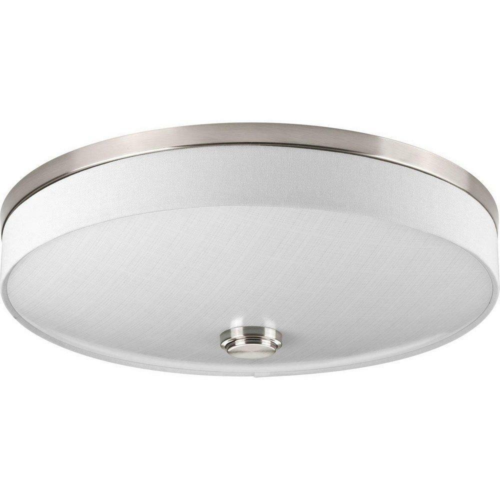 2-Light Led Flushmount Combine A Linen Drum Shade In Brushed Nickel Ceiling Lighting Brushed Nickel