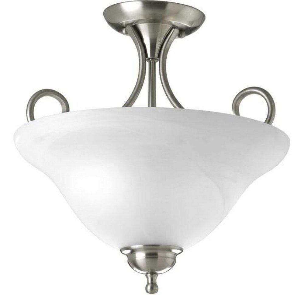 2-Light Medium Base Semi-Flush Mount Ceiling Light In Brushed Nickel Ceiling Lighting Brushed Nickel