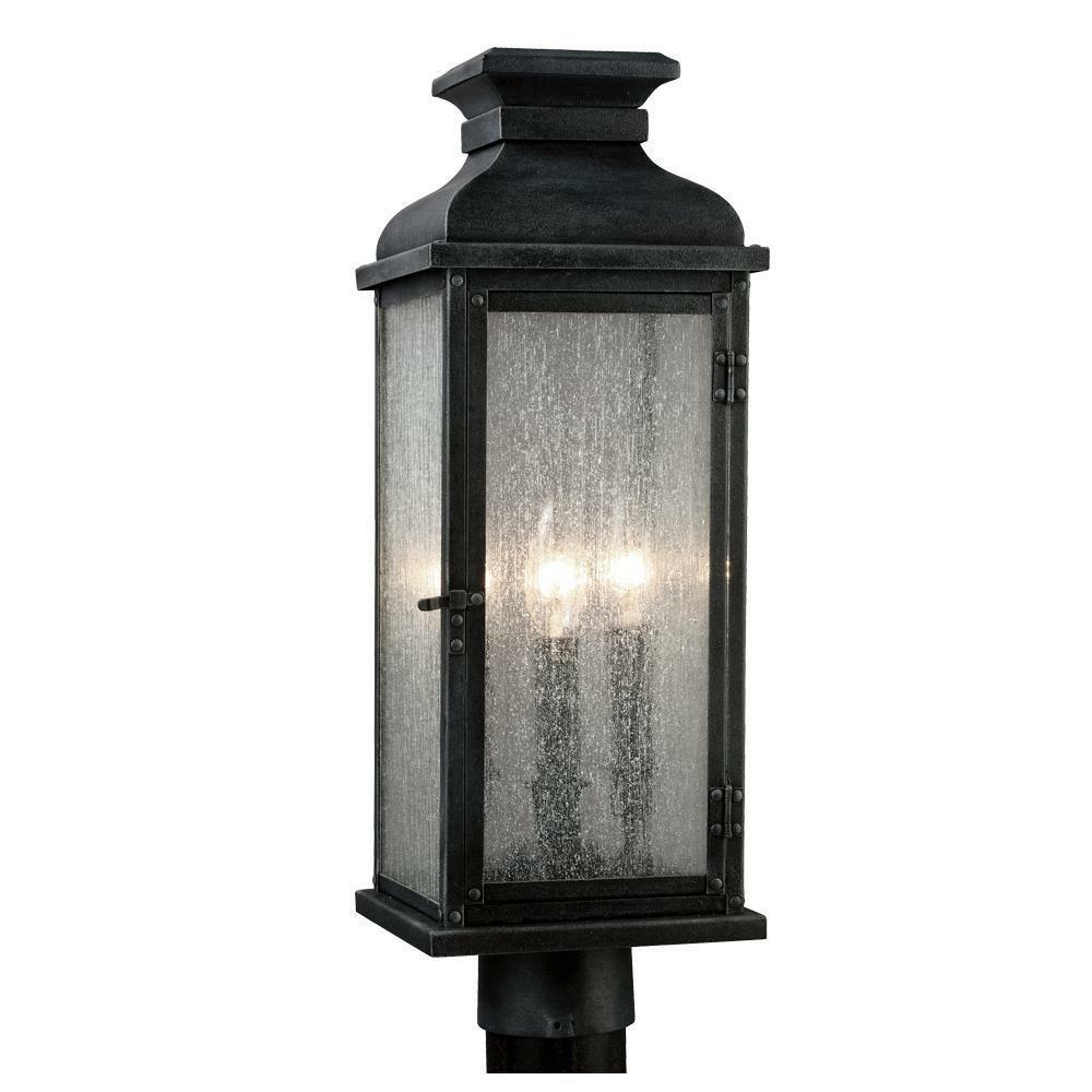 20-1/8 In. 60W 3-Light Outdoor Post Lamp In Dark Weathered Zinc Outdoor Lighting Dark Weathered Zinc