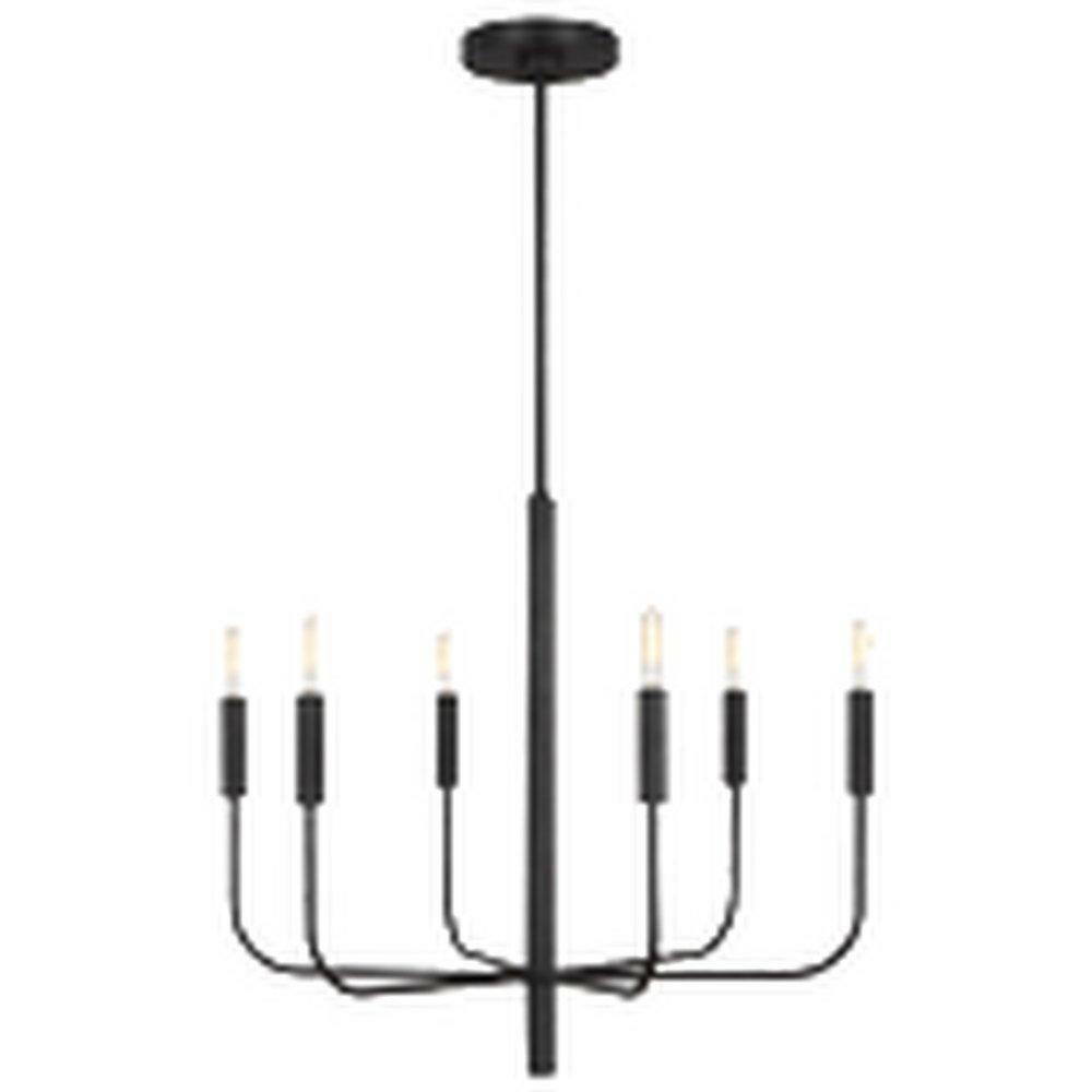 21-19/50 X 24 In. 60W 1-Tier 6-Light Transitional Chandelier In Aged Iron Chandeliers Aged Iron