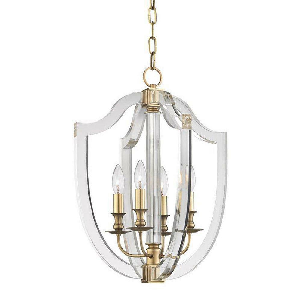 22 In. 60W 4-Light Candelabra E-12 Base Large Pendant In Aged Brass Indoor Lighting Aged Brass