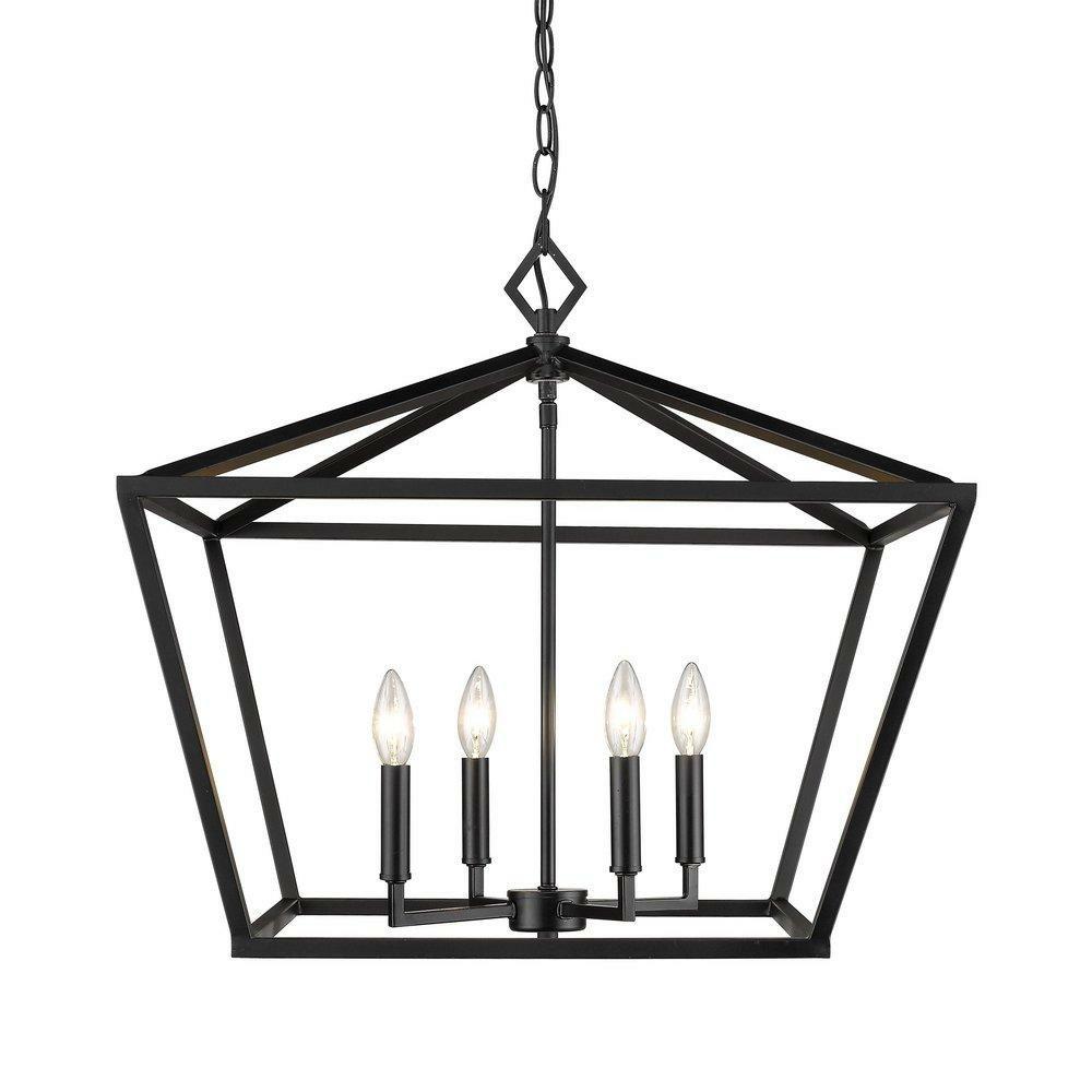 240W 4-Light Candelabra E-12 Incandescent Pendant Light In Matte Black Indoor Lighting Matte Black