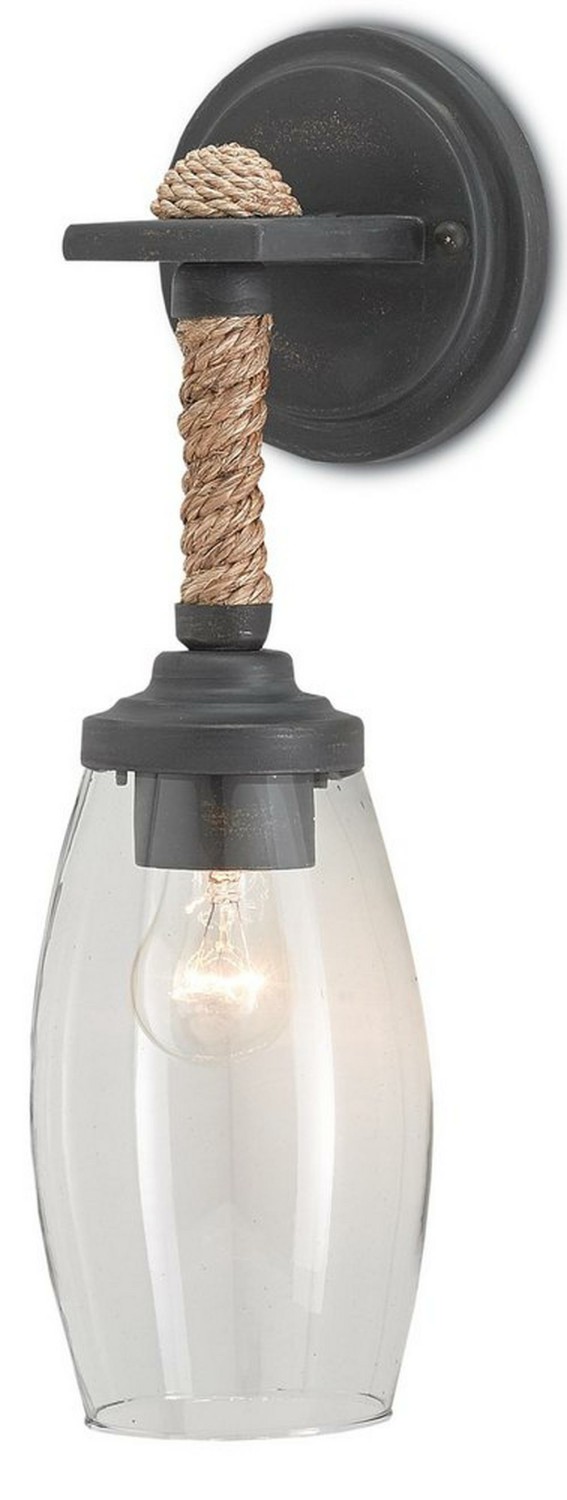 25W 1-Light Medium E-26 Incandescent Wall Sconce In French Black With Natural Indoor Lighting French Black/Natural