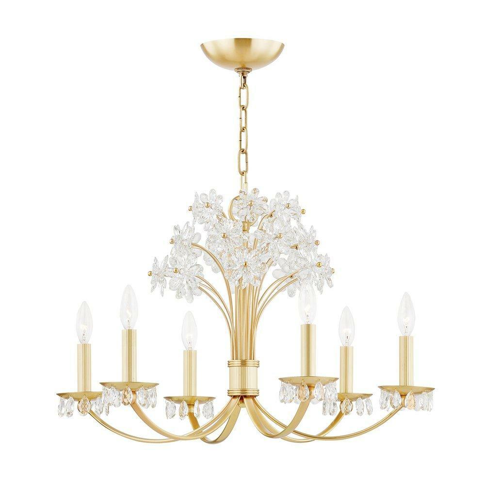 26 X 17-1/4 In. 60W 6-Light 1-Tier Xenon Chandelier In Aged Brass Chandeliers Aged Brass