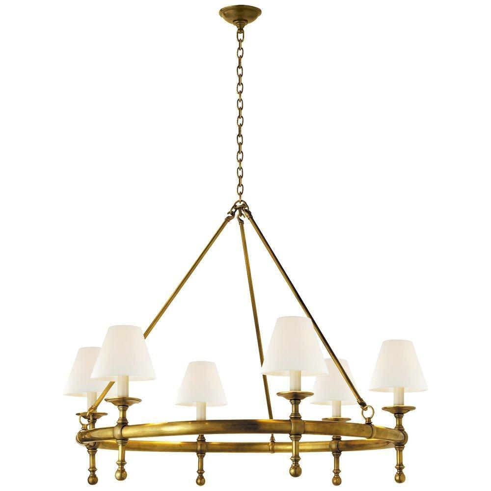 28 X 38-1/2 In. 40W 1-Tier 6-Light Transitional Chandelier In Hand-Rubbed Antique Brass Chandeliers Hand-Rubbed Antique Brass