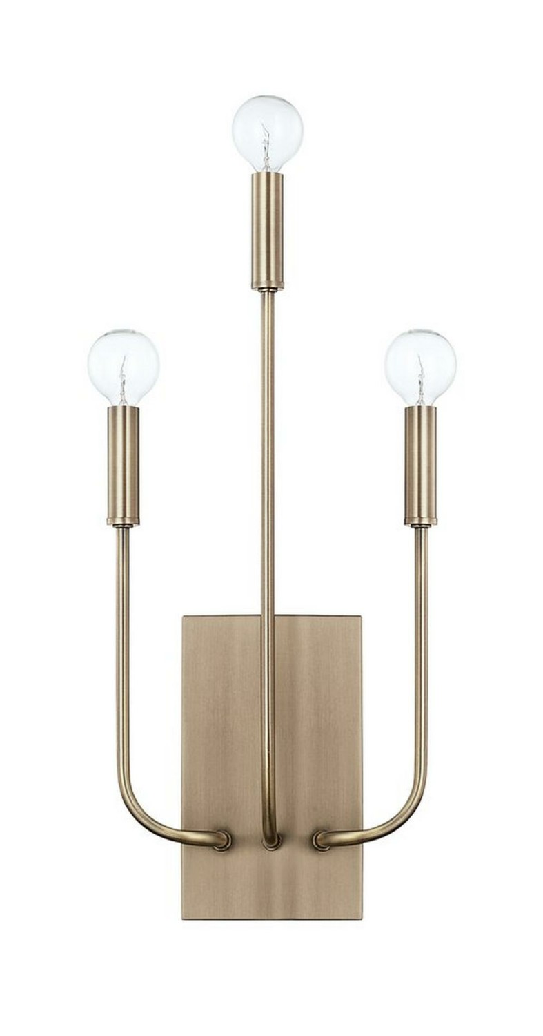 3-1/2 In. 60W 3-Light Candelabra E-12 Incandescent Wall Sconce In Aged Brass Indoor Lighting Aged Brass