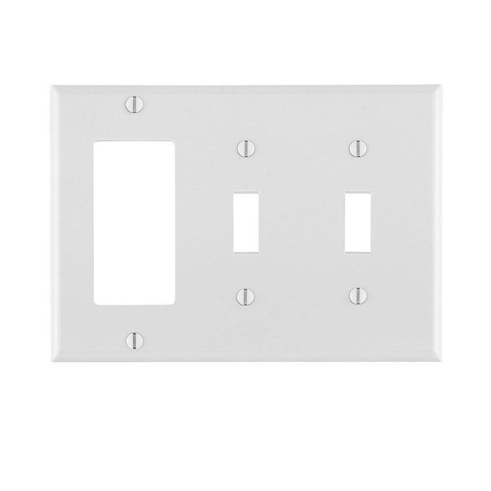 3-Gang 2-Toggle 1-Device Wall Plate In White Indoor Lighting Parts & Accessories White