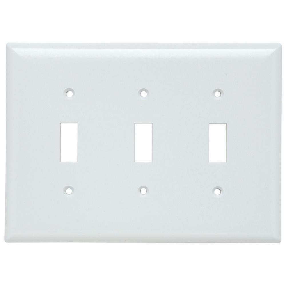 3-Gang Midway Impact Resistant Plastic Toggle Switch Plate In White Indoor Lighting Parts & Accessories White