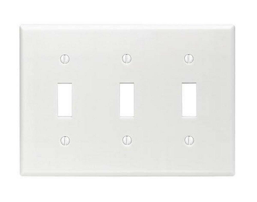 3-Gang Standard Size Toggle Device Switch Wall Plate In White Indoor Lighting Parts & Accessories White