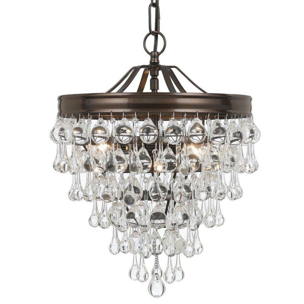 3-Light Crystal Teardrop Mini Chandelier In Vibrant Bronze Chandeliers Vibrant Bronze