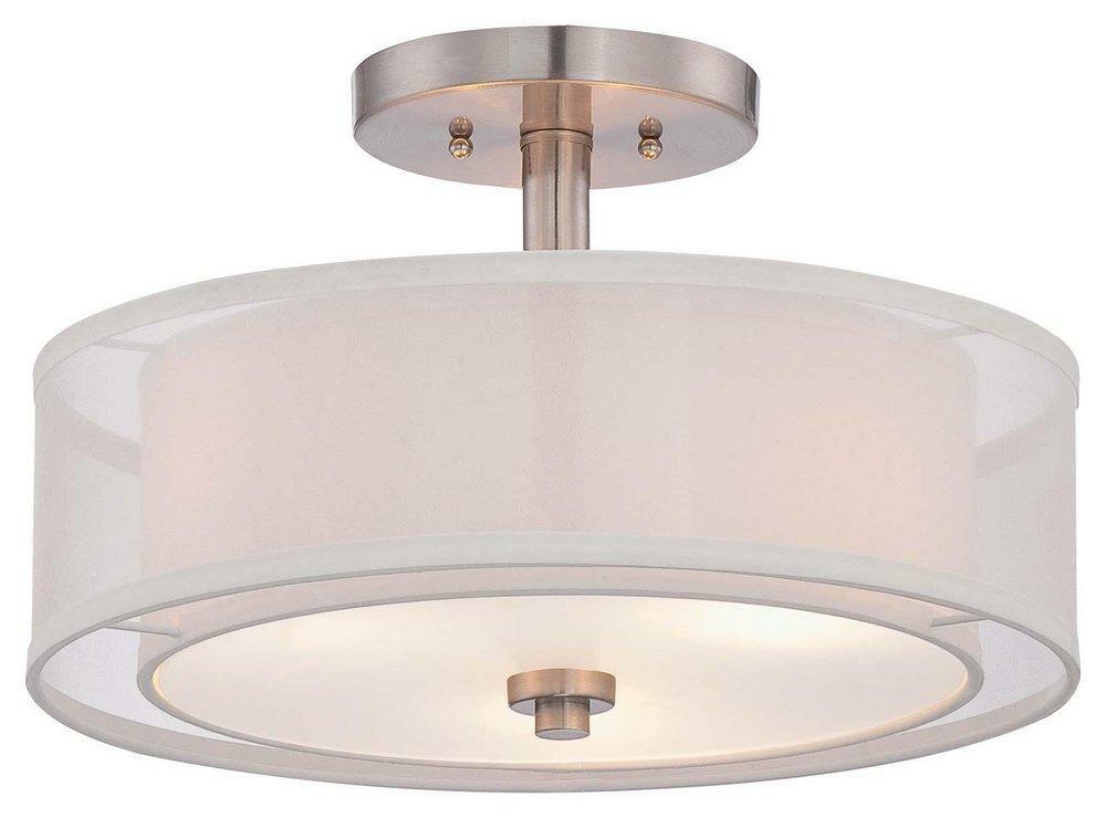 3-Light Semi-Flush Ceiling Light In Brushed Nickel Ceiling Lighting Brushed Nickel