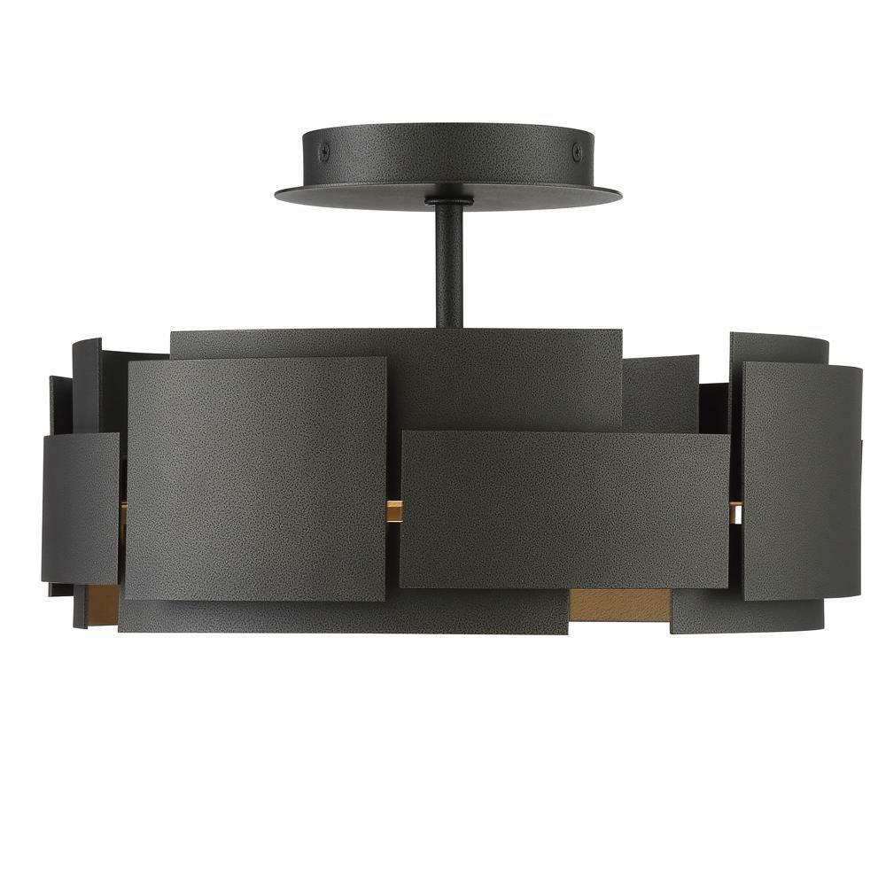 30W 1-Light Integrated Led Semi-Flush Mount Ceiling Fixture In Smoked Iron Ceiling Lighting Smoked Iron