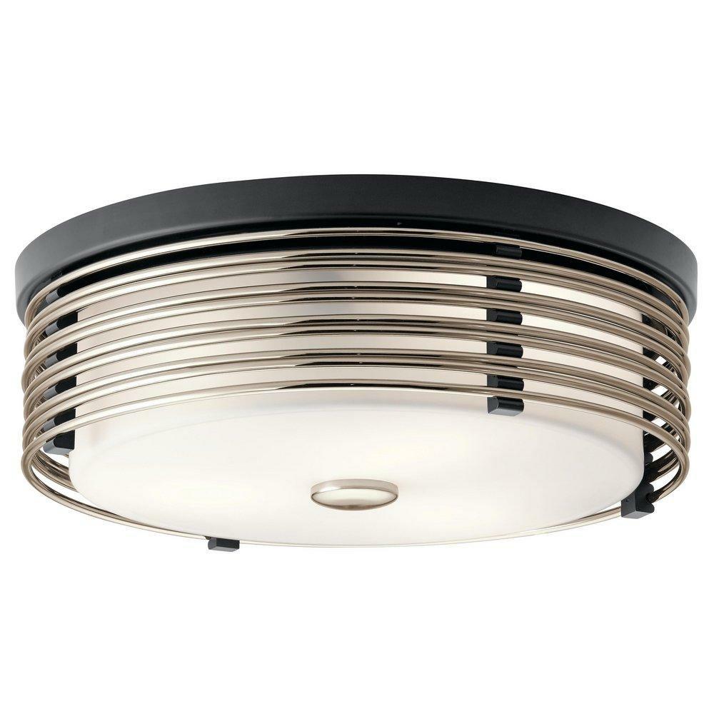 30W 2-Light Flush Mount Ceiling Fixture In Black Ceiling Lighting Black