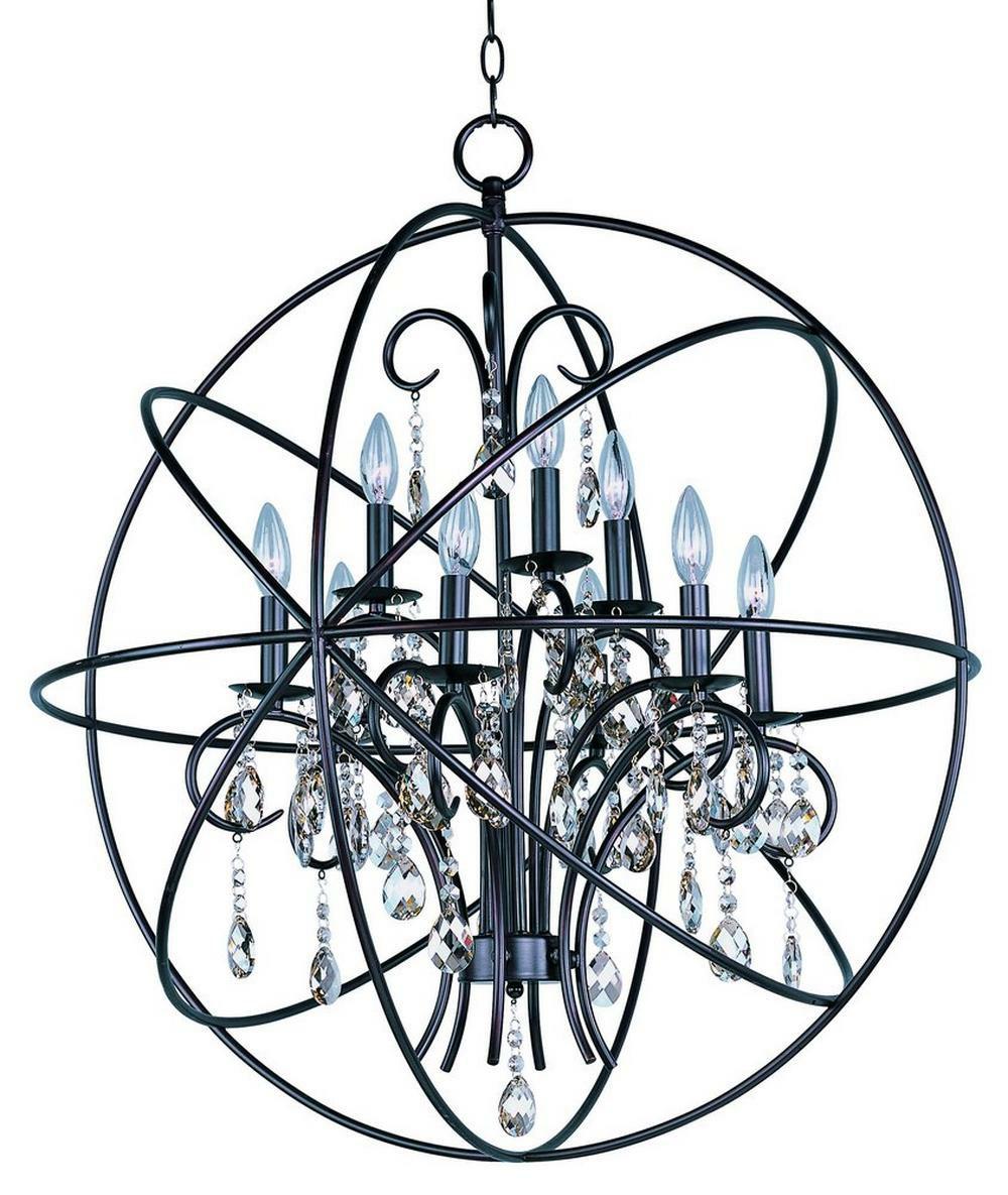 33 In. 60W 9-Light Candelabra E-12 Ceiling Mount Pendant In Oil Rubbed Bronze Chandeliers Oil Rubbed Bronze