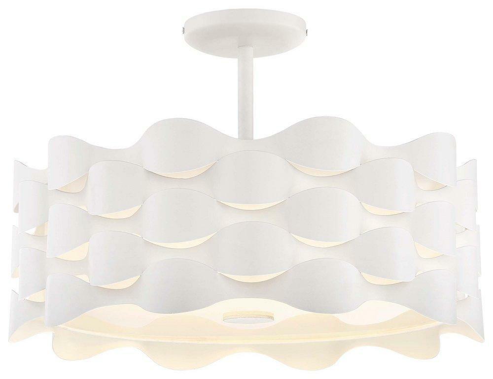 38W 1-Light Led Semi-Flush Mount Ceiling Fixture In Sand White Ceiling Lighting Sand White