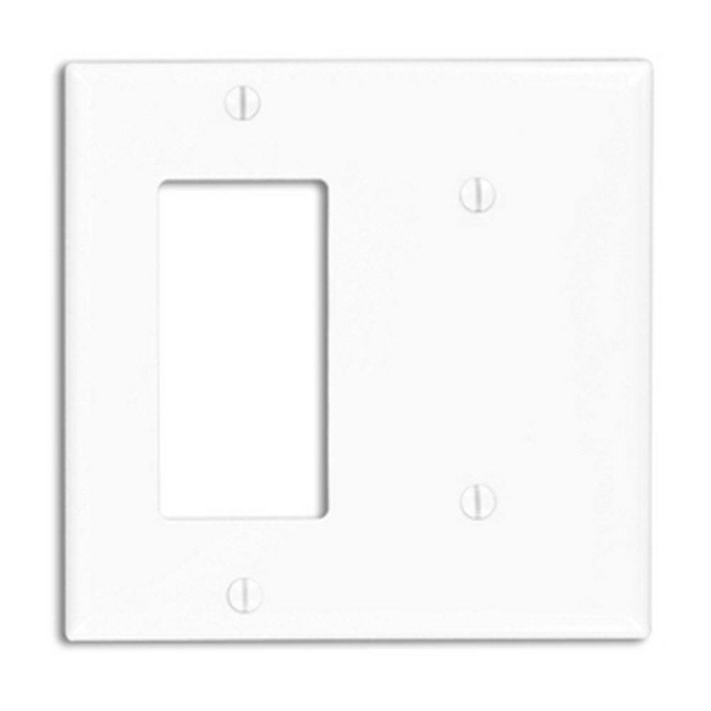 4-1/2 X 2-3/4 In. Plastic 2-Gang Combo Wall Plate In White Indoor Lighting Parts & Accessories White