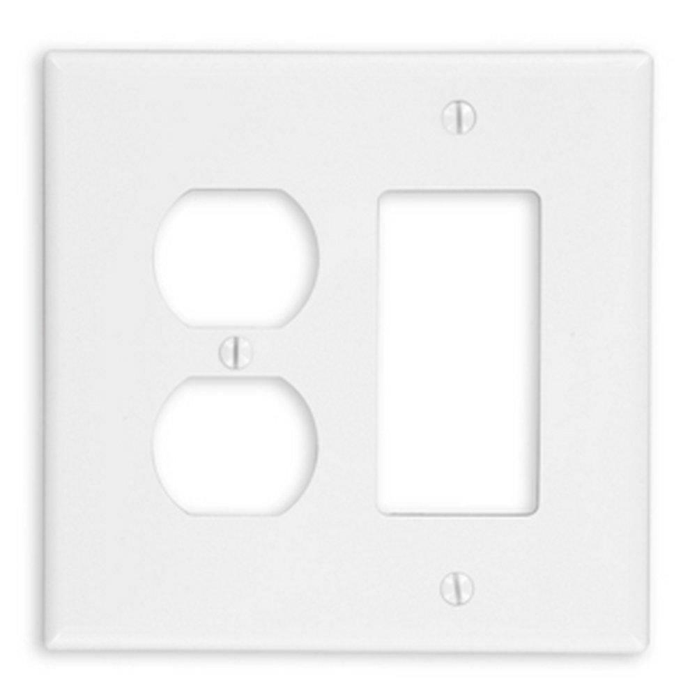 4-87/100 X 3-3/25 In. Plastic 2-Gang Duplex Decorative Wall Plate In White Indoor Lighting Parts & Accessories White