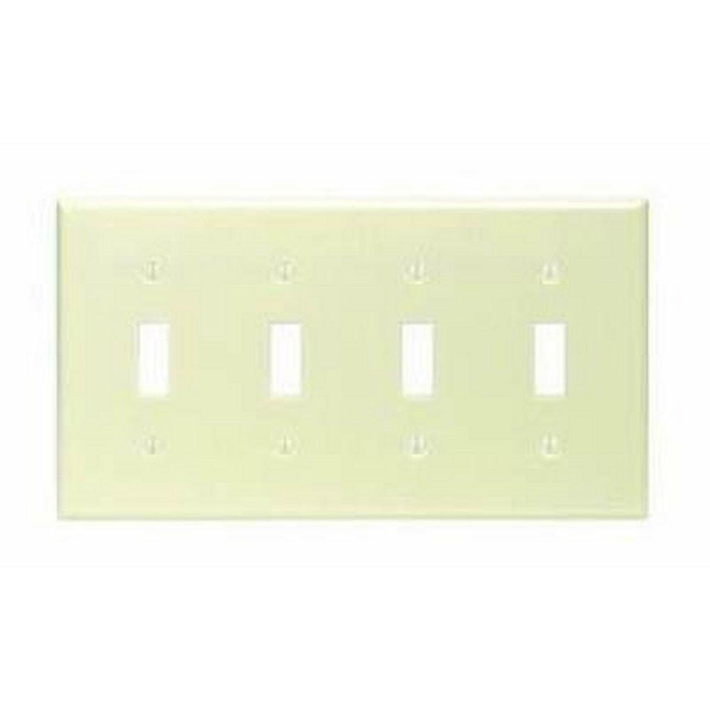 4-Gang Standard Size Toggle Device Switch Wall Plate In Ivory Indoor Lighting Parts & Accessories Ivory