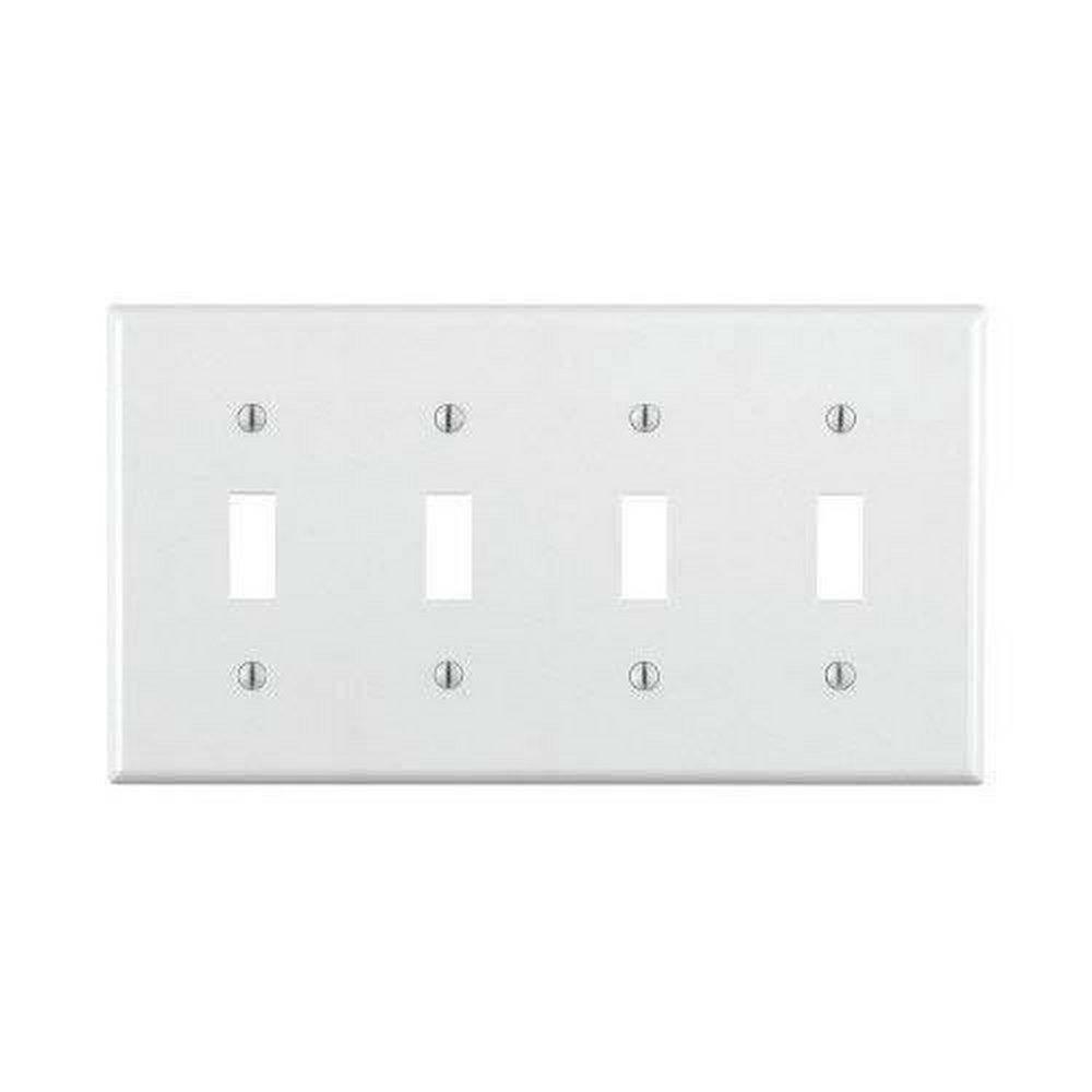 4-Gang Switch Plate In White Indoor Lighting Parts & Accessories White