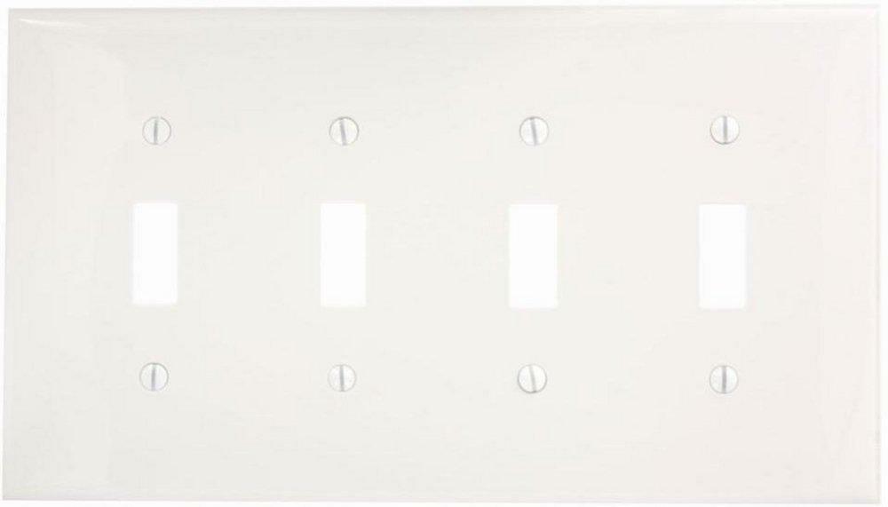 4-Gang Toggle Midway Size Switch Wall Plate In White Indoor Lighting Parts & Accessories White