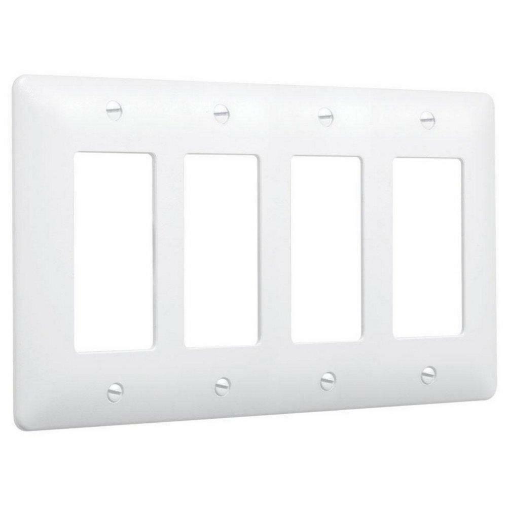 4-Gang Wall Plate In White Indoor Lighting Parts & Accessories Textured White