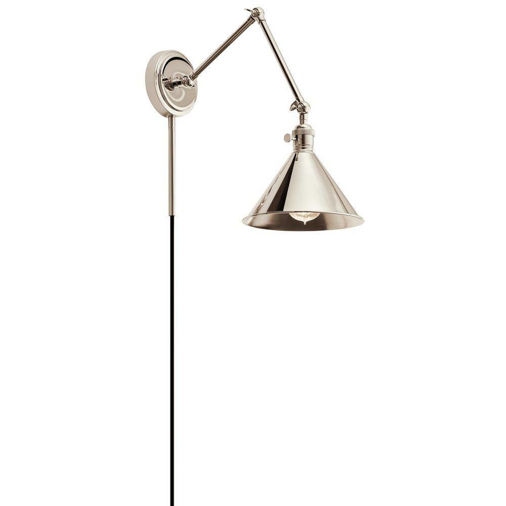 40W 1-Light Medium E-26 Incandescent Wall Sconce In Polished Nickel Indoor Lighting Polished Nickel