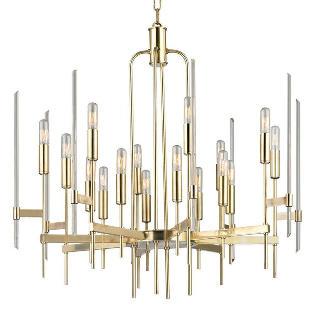 40W 16-Light Candelabra E-12 Incandescent Chandelier In Aged Brass Chandeliers Aged Brass