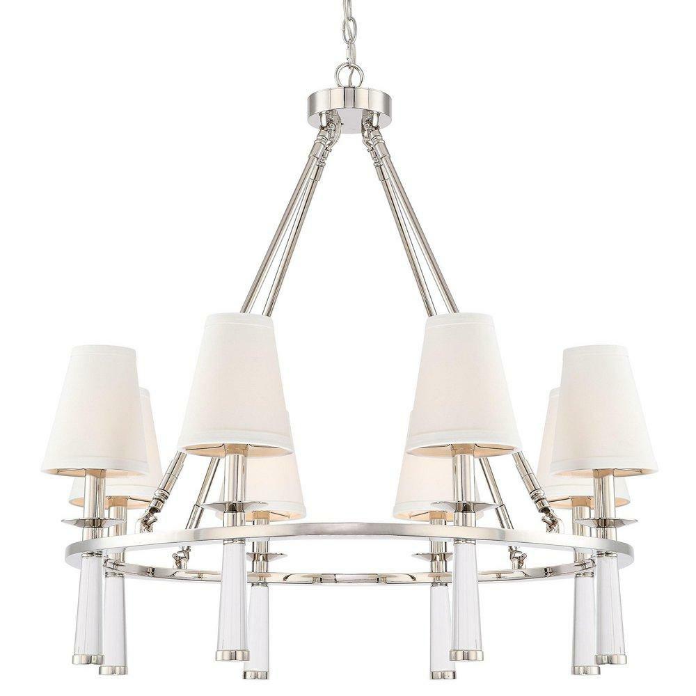 40W 8-Light Candelabra E-12 Incandescent Chandelier In Polished Nickel Chandeliers Polished Nickel