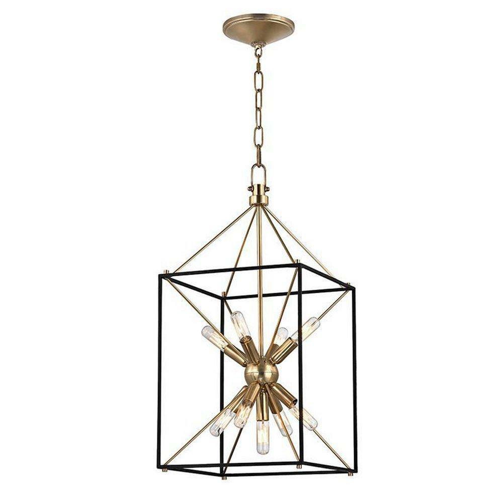 40W 9-Light Candelabra E-12 Incandescent Pendant Light In Aged Brass Indoor Lighting Aged Brass