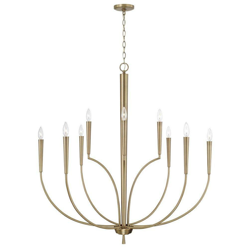 42-3/4 X 40 In. 60W 1-Tier 10-Light Incandescent Modern Chandelier In Aged Brass Chandeliers Aged Brass