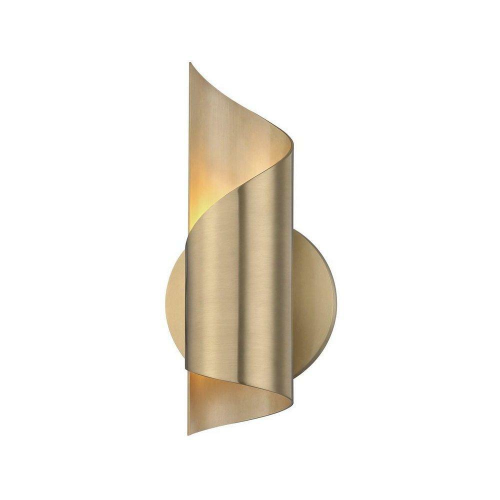 4W 1-Light Wedge Incandescent Wall Sconce In Aged Brass Indoor Lighting Aged Brass