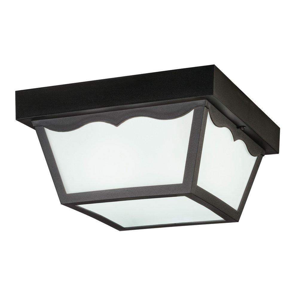 5-1/2 In. 2-Light Outdoor Flushmount Fixture In Black Outdoor Ceiling Lighting Black