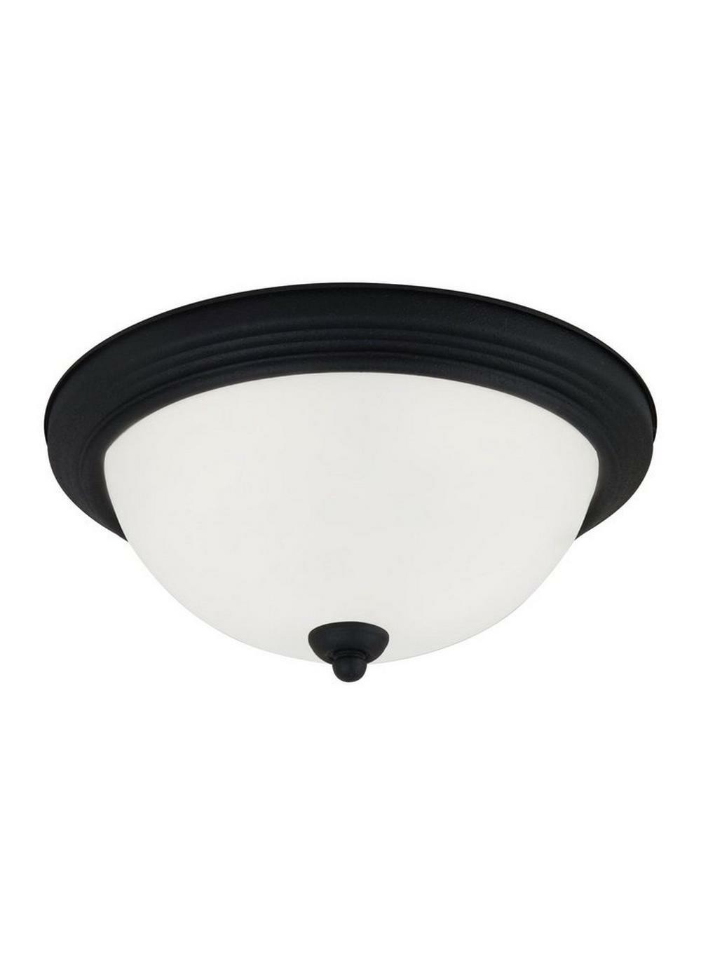 5-1/2 X 12-1/2 In. 60W 2-Light Incandescent Flush Mount Ceiling Fixture In Midnight Black Ceiling Lighting Midnight Black