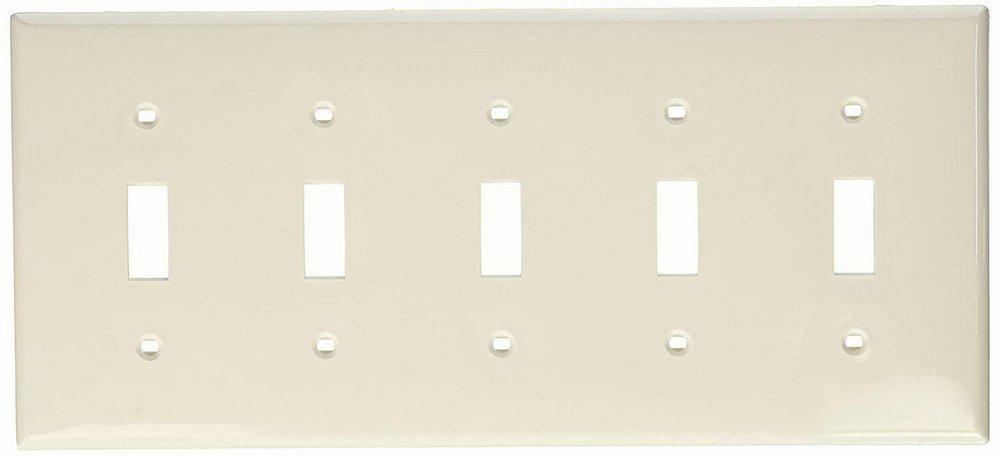 5-Gang Standard Size Toggle Device Switch Wall Plate In White Indoor Lighting Parts & Accessories White