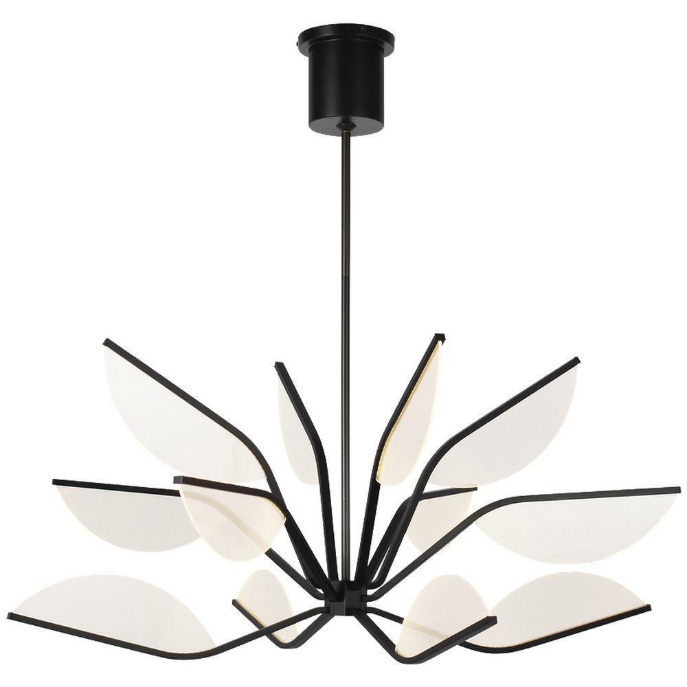 50.1W 12-Light Integrated Led Chandelier In Matte Black Chandeliers Matte Black