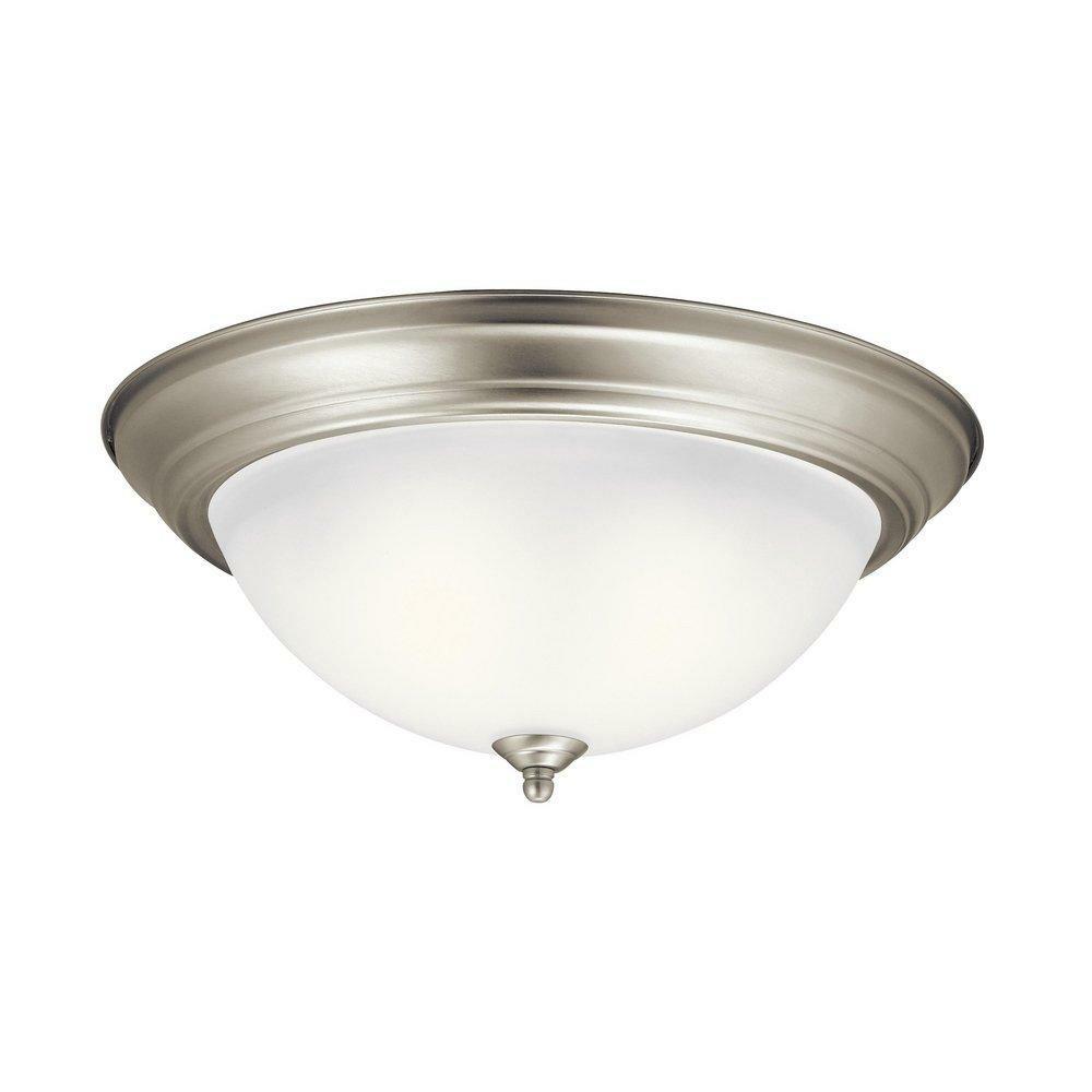 6-1/2 X 15-1/2 In. 60 W 3-Light Medium Flush Mount Ceiling Fixture In Brushed Nickel Ceiling Lighting Brushed Nickel