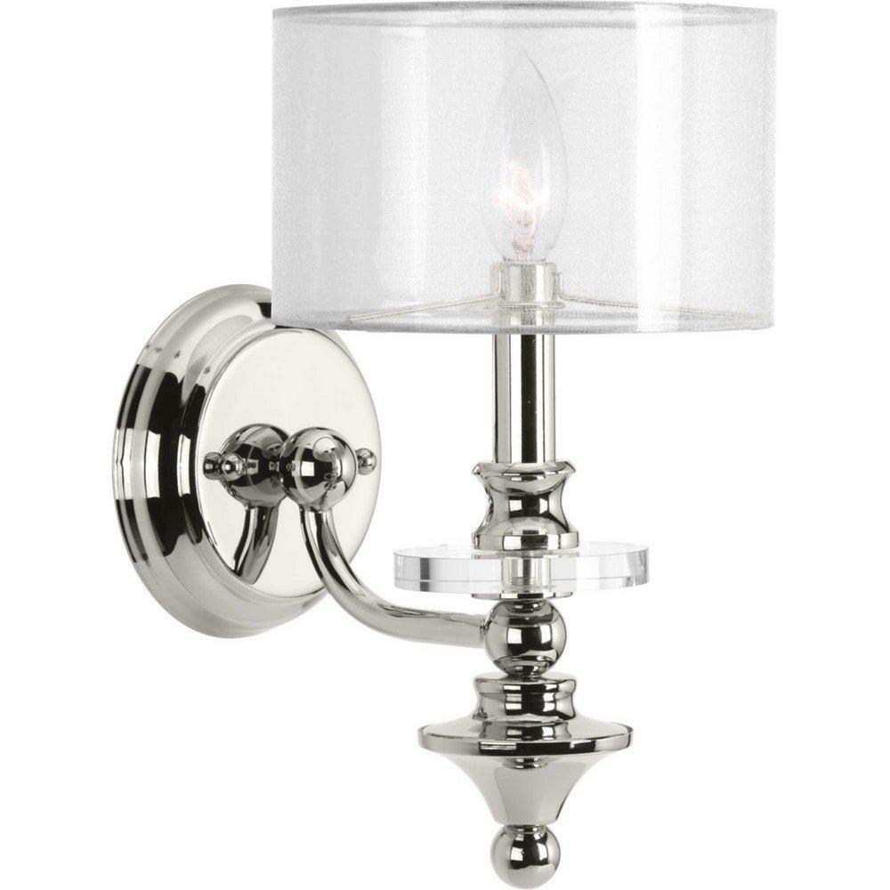 6-7/8 X 12-1/4 In. 60W 1-Light Candelabra E-12 Incandescent Wall Sconce In Polished Nickel Indoor Lighting Polished Nickel