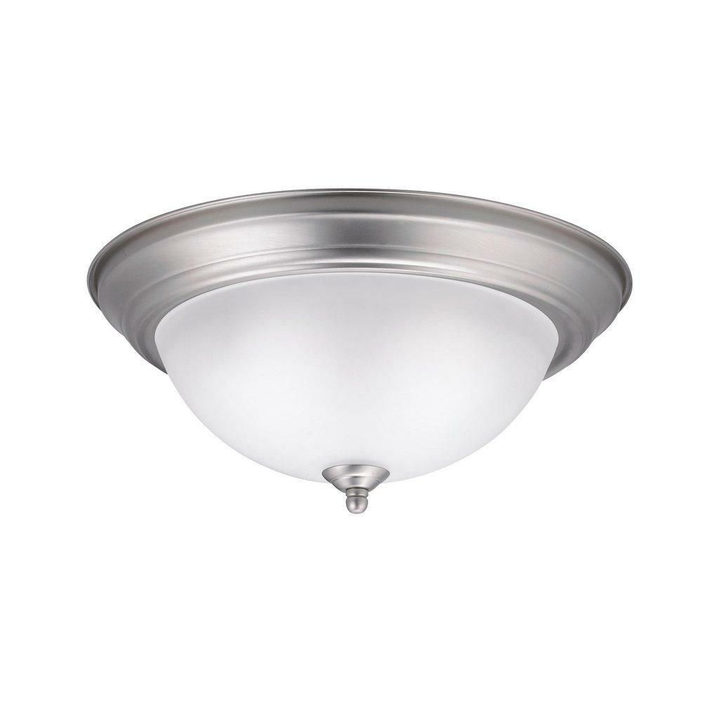 6 X 13-1/2 In. 60 W 2-Light Medium Flush Mount Ceiling Fixture In Brushed Nickel Ceiling Lighting Brushed Nickel