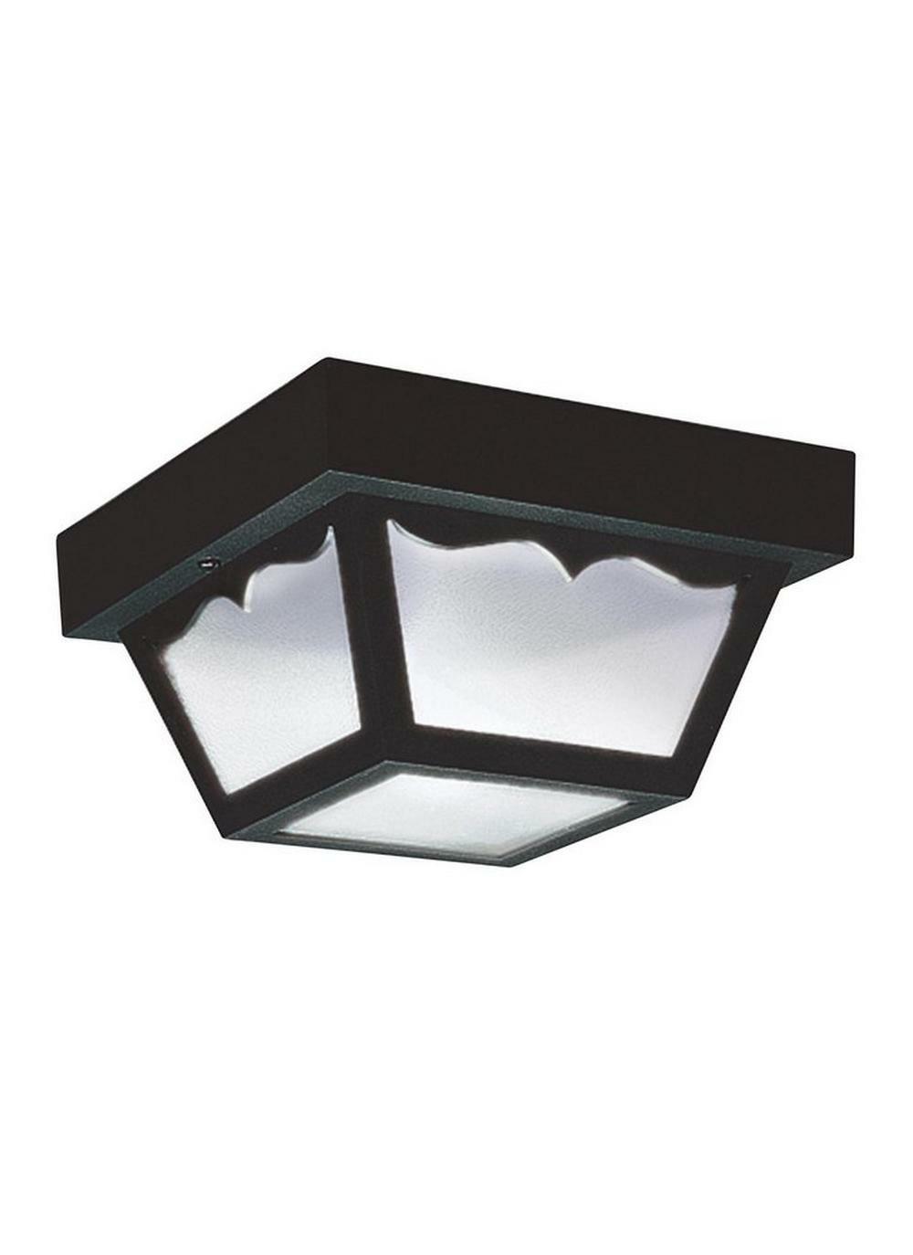 60 W 1-Light Medium Outdoor Semi-Flush Mount Ceiling Fixture In Black Outdoor Ceiling Lighting Black