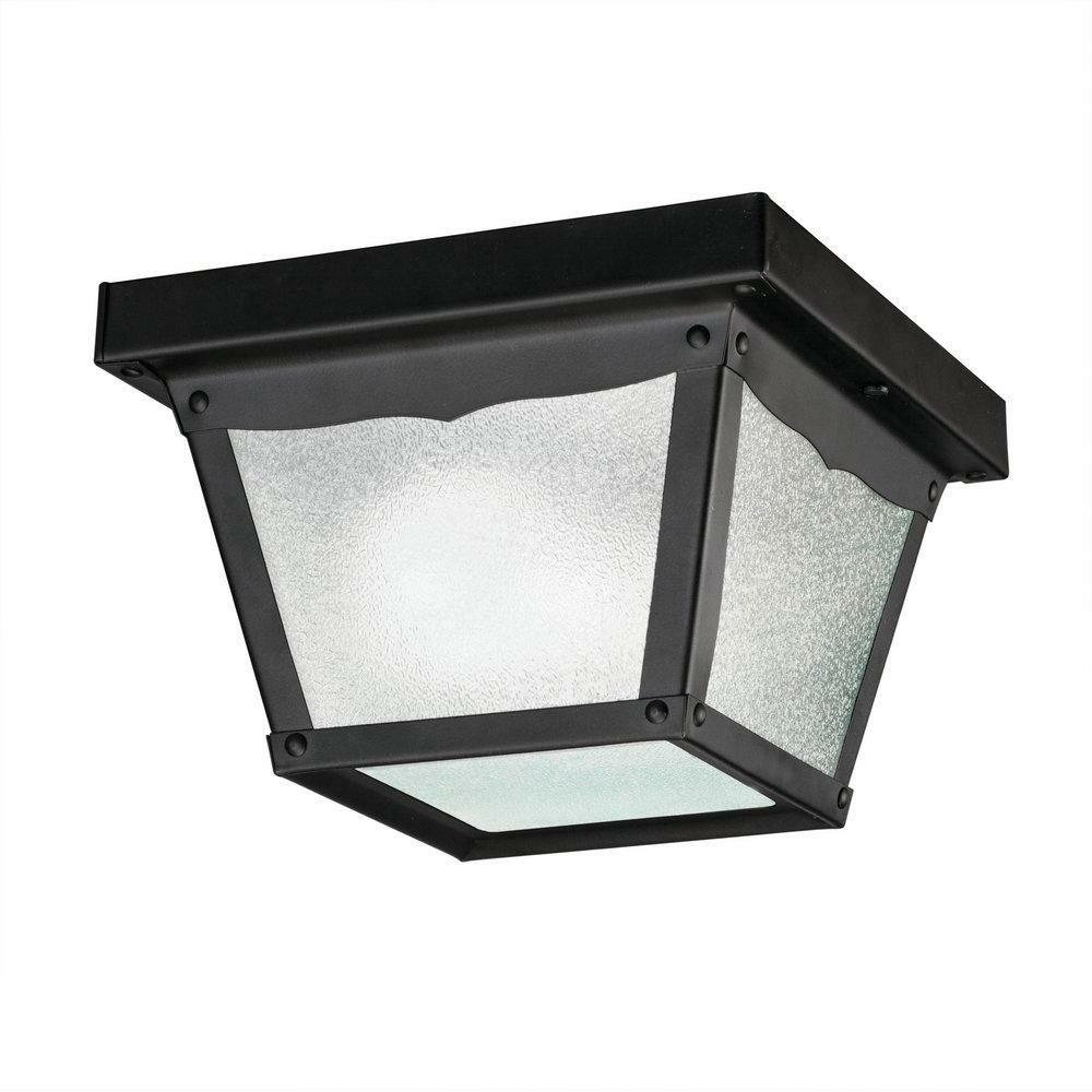 60 W 1-Light Medium Outdoor Semi-Flush Mount Ceiling Fixture In Black Outdoor Ceiling Lighting Black