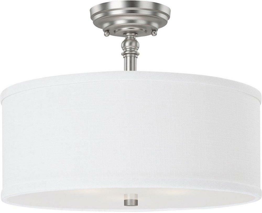 60 W 3-Light Candelabra Semi-Flush Mount Ceiling Fixture In Matte Nickel Ceiling Lighting Matte Nickel