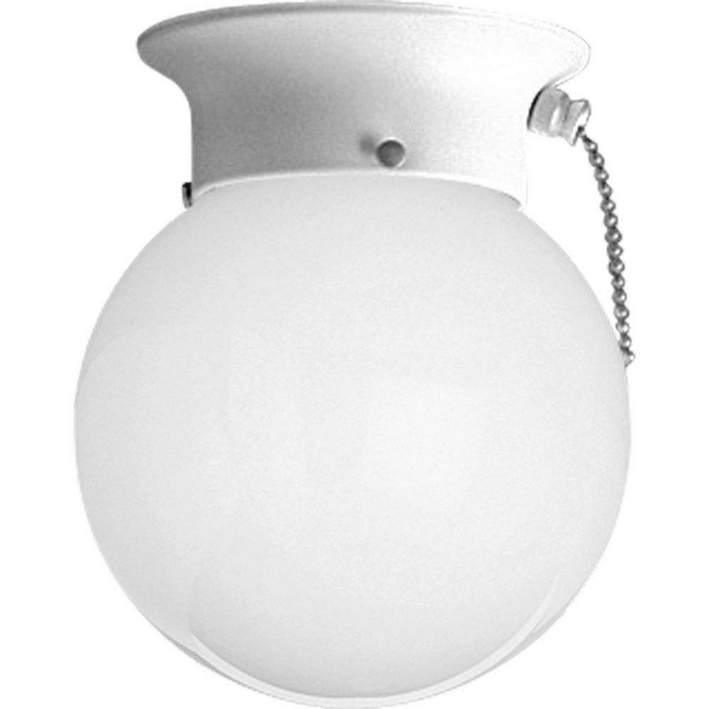 60W 1-Light 120V Flushmount Ceiling Fixture In White Ceiling Lighting White