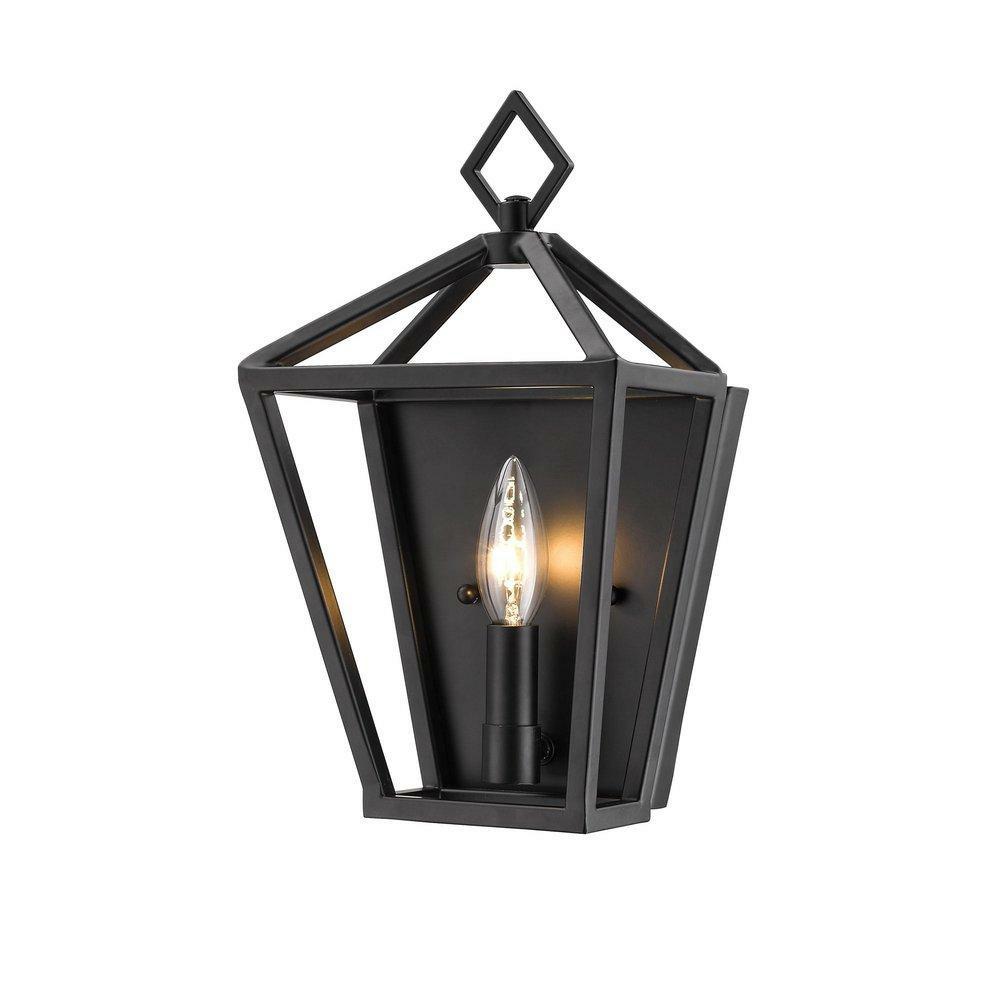 60W 1-Light Candelabra E-12 Wall Sconce In Matte Black Indoor Lighting Matte Black