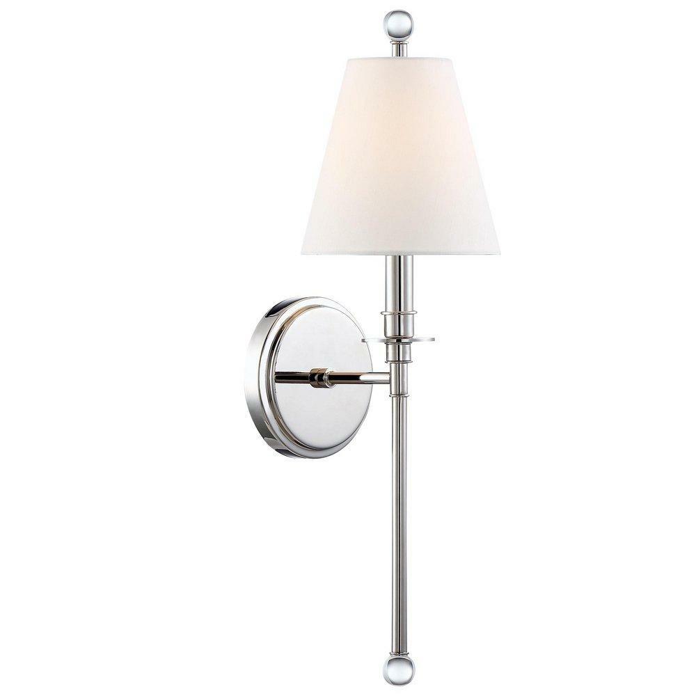 60W 1-Light Candelabra E-12 Wall Sconce In Polished Nickel Indoor Lighting Polished Nickel