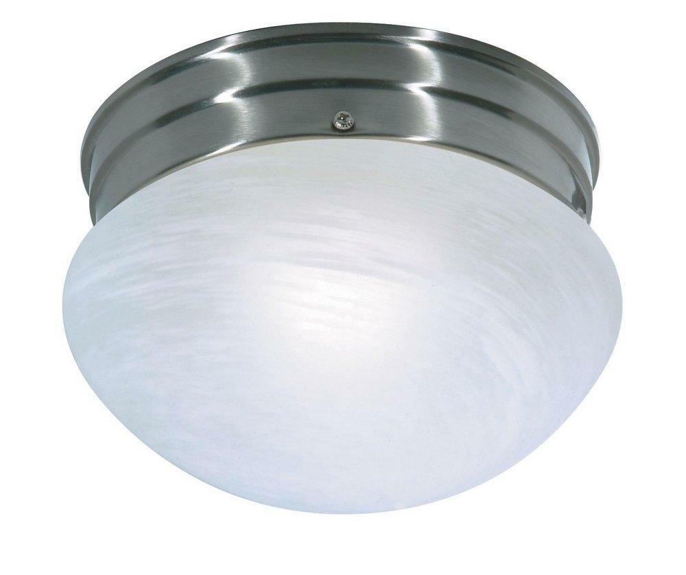 60W 1-Light Medium Base Flush Mount Ceiling Light In Brushed Nickel Ceiling Lighting Brushed Nickel