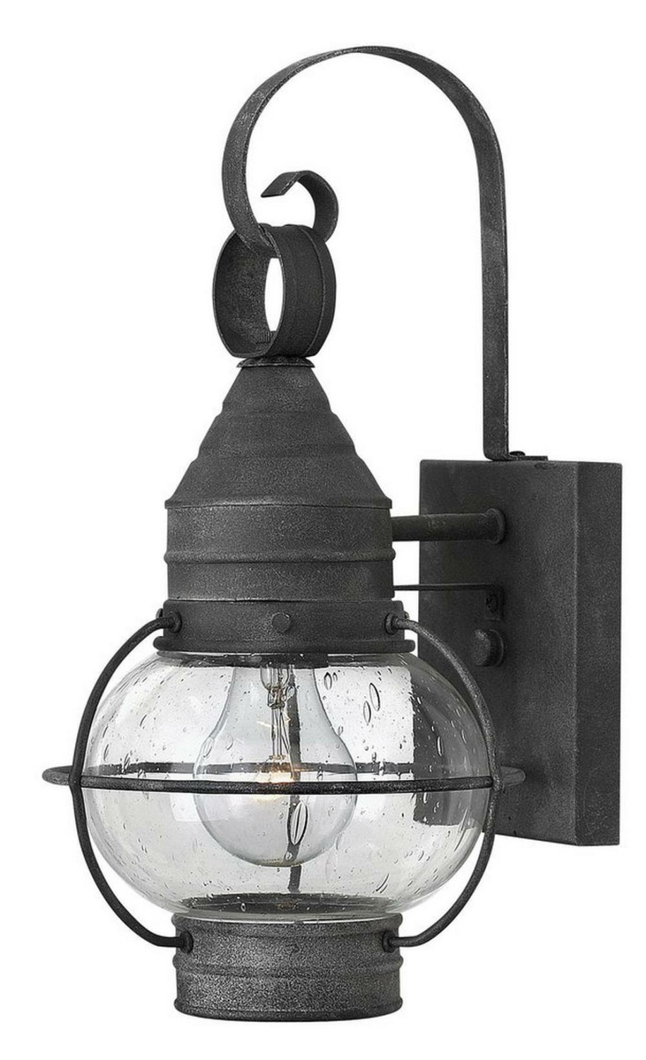 60W 1-Light Medium E-26 Base Outdoor Mini Wall Sconce In Aged Zinc Outdoor Lighting Aged Zinc