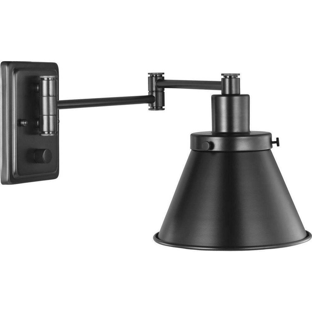 60W 1-Light Medium Incandescent Wall Sconce In Matte Black Indoor Lighting Matte Black