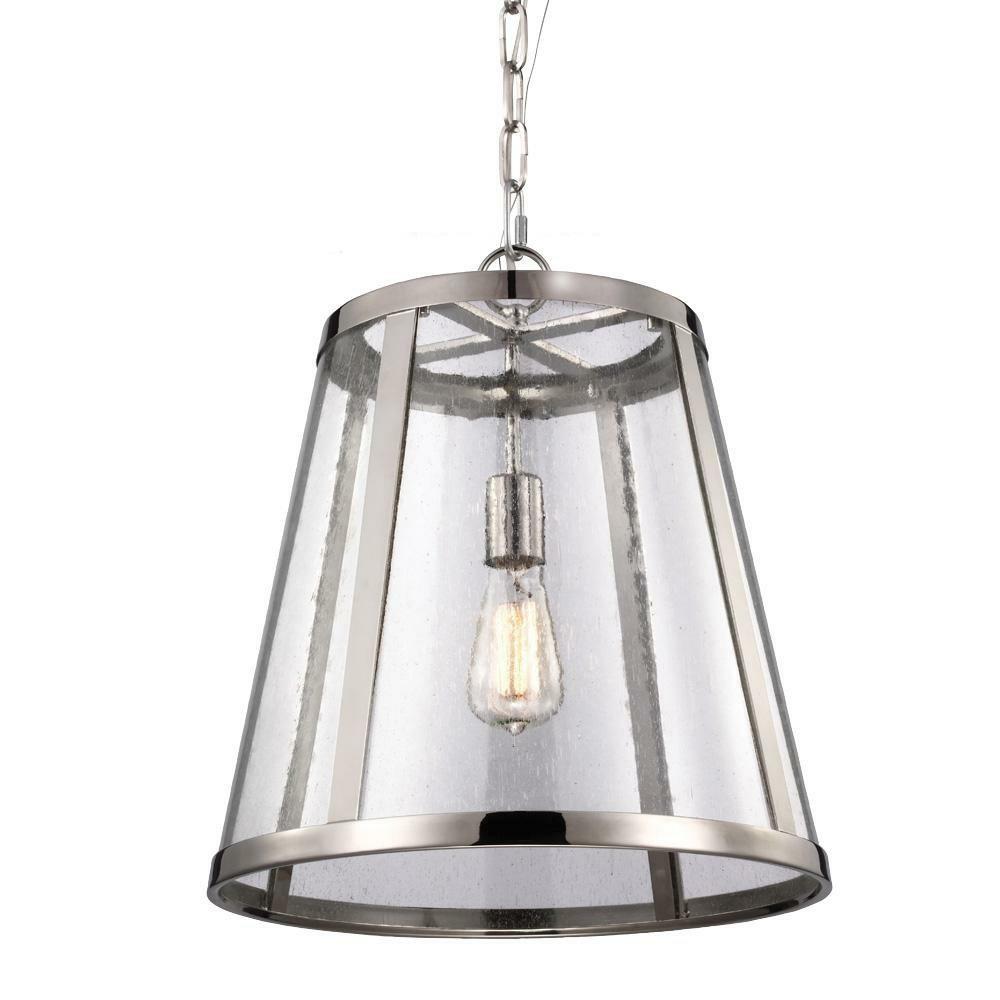 60W 1-Light Pendant In Polished Nickel Indoor Lighting Polished Nickel