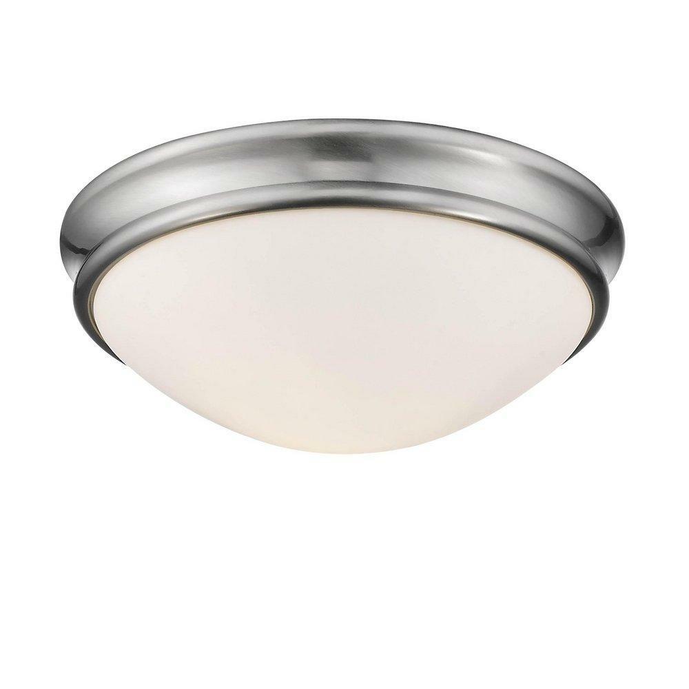 60W 2-Light Medium E-26 Flush Mount Ceiling Fixture In Brushed Nickel Ceiling Lighting Brushed Nickel