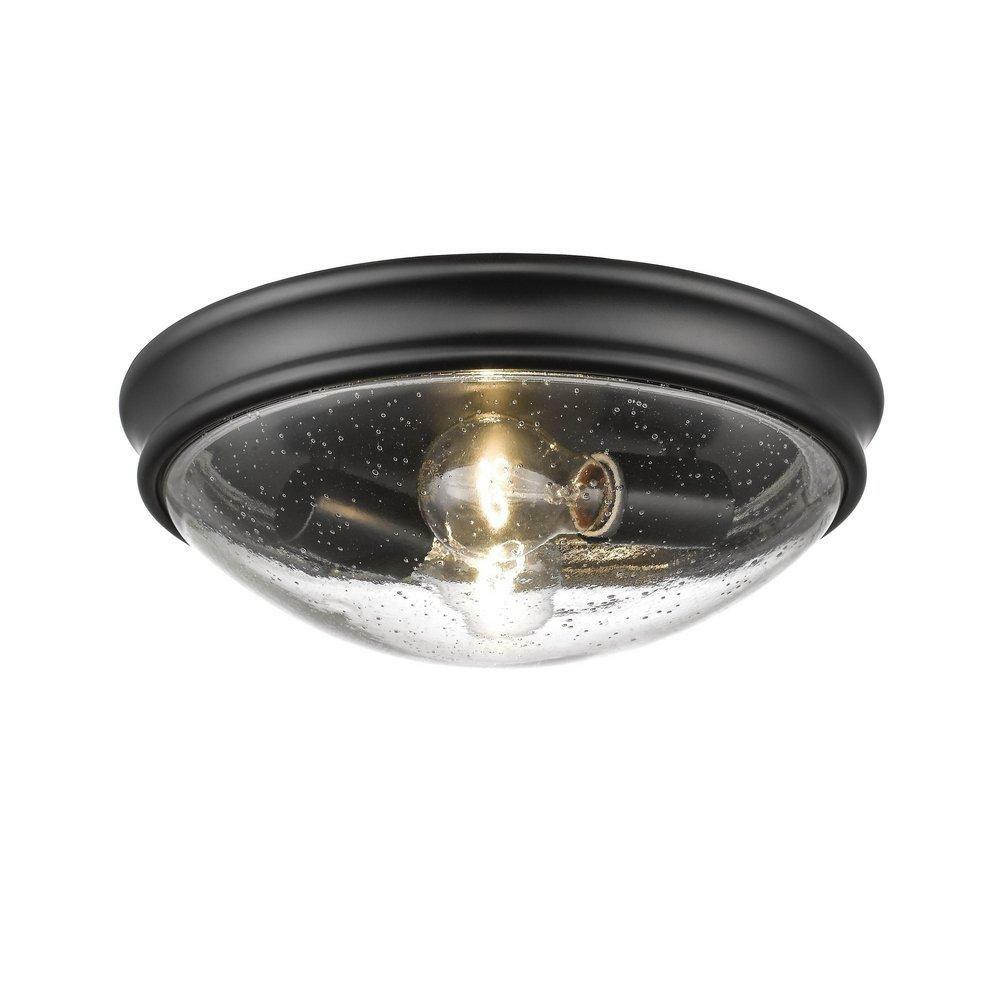 60W 2-Light Medium E-26 Flush Mount Ceiling Fixture In Matte Black Ceiling Lighting Matte Black